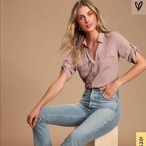 Mauve Button-Up Top